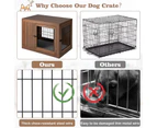 Wooden Pet Cage Dog Crate Dog House w/Cushion & 2 Doors Decorative Dog Kennel End Table