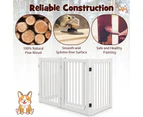 Wooden Pet Gate 4-Panel Dog Fence 207 x 77cm Foldable Pet Barrier Puppy Safety Fence w/Lockable Door White