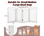 Wooden Pet Gate 4-Panel Dog Fence 207 x 77cm Foldable Pet Barrier Puppy Safety Fence w/Lockable Door White