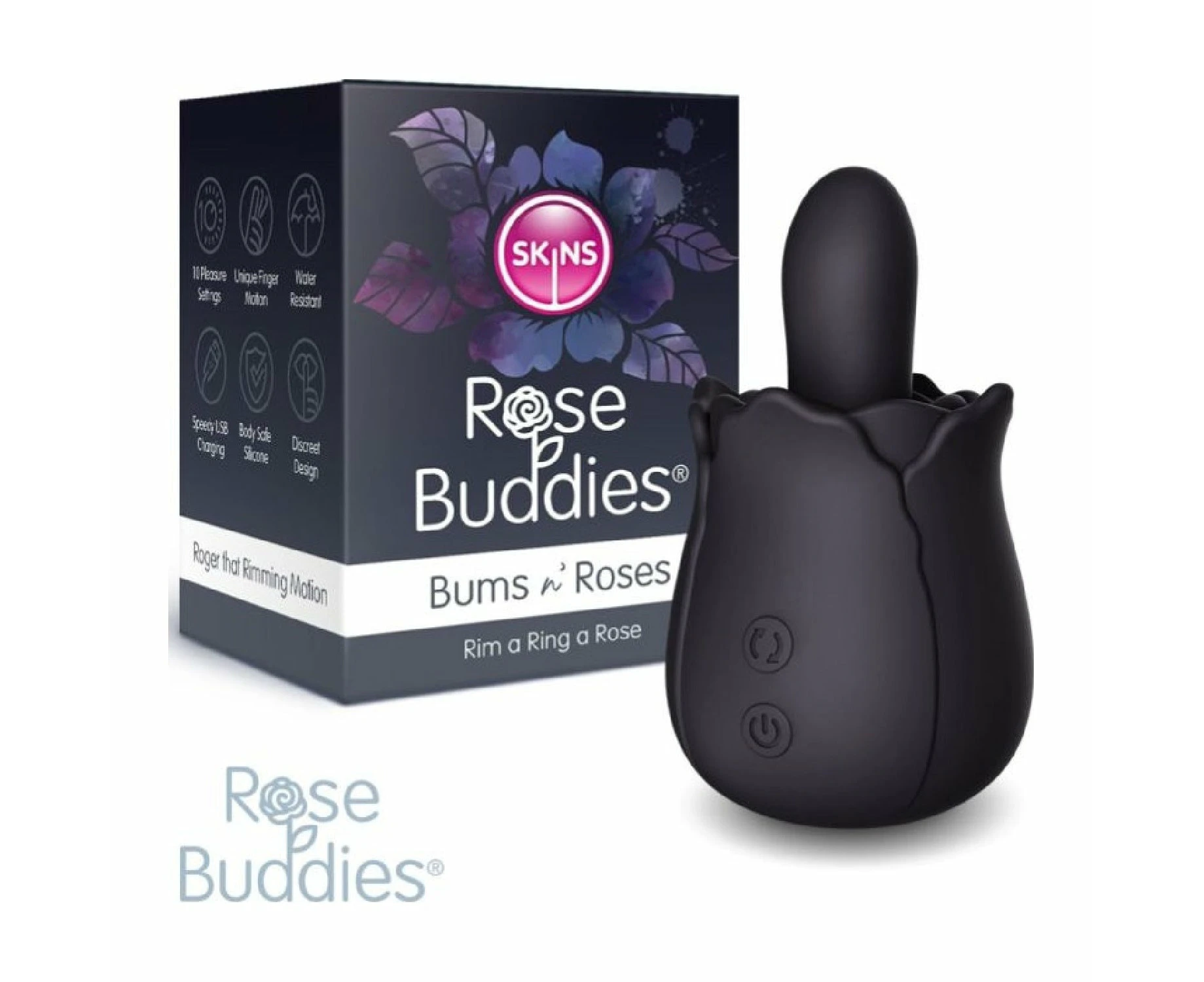 Skins 'rose Buddies' Bum N Roses Anal Toy,  Black