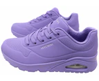 Womens Skechers Uno - Stand On Air Lilac Lace Up Sneaker Shoes Synthetic