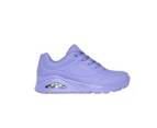 Womens Skechers Uno - Stand On Air Lilac Lace Up Sneaker Shoes Synthetic