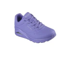 Womens Skechers Uno - Stand On Air Lilac Lace Up Sneaker Shoes Synthetic