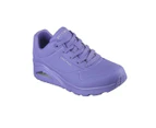 Womens Skechers Uno - Stand On Air Lilac Lace Up Sneaker Shoes Synthetic