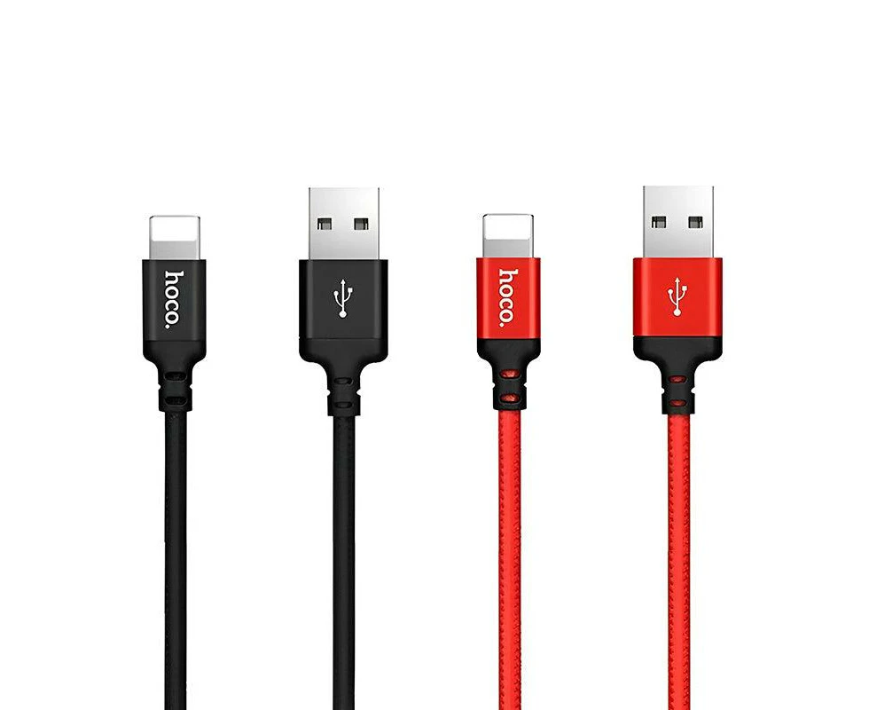 Apple Lightning HOCO Nylon Braided Cord Fast Charging Data Sync Cable - Red 2M