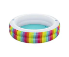 Bestway Kids Inflatable Round Pool Above Ground Cup Holder Rainbow 206x206x51cm