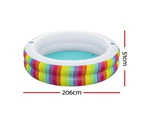 Bestway Kids Inflatable Round Pool Above Ground Cup Holder Rainbow 206x206x51cm