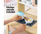 Keezi Kids Wooden Pretend Kitchen Play Sets Cooking Toys Pot Pan Bowls Oven Dishwasher 80CM Blue