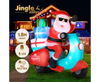 Jingle Jollys Christmas Inflatable Santa Motorbike LED Illuminated Decorations