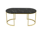 Artiss Coffee Table Marble Effect Black