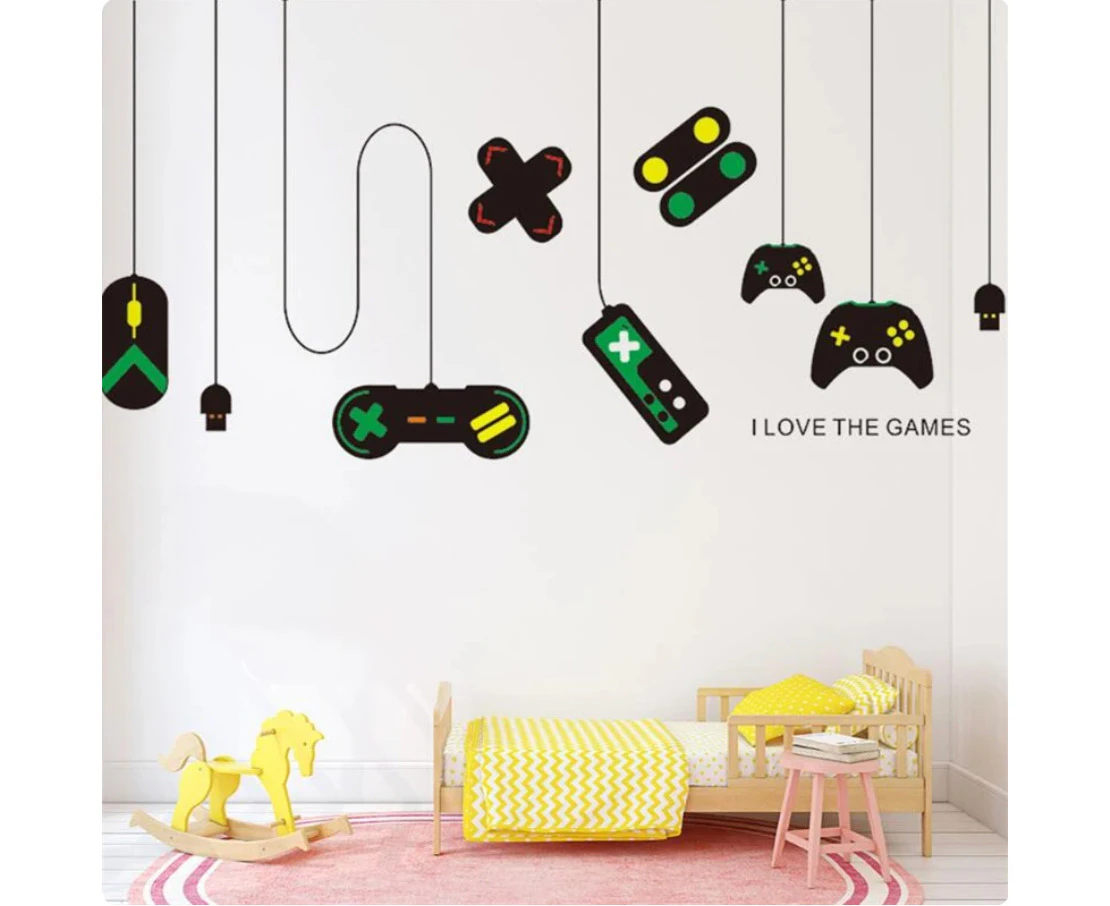 I LOVE GAMES VIDEO GAMING CONSOLES CONTROLLERS 3D WALL STICKER MURAL ART Decal