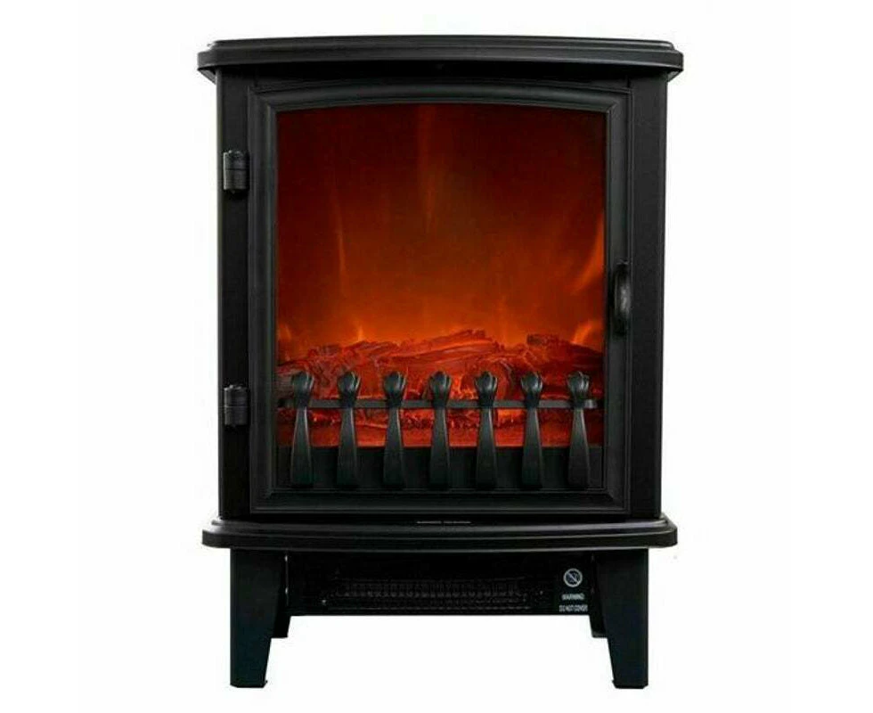 Electric Fireplace Heater Flame Fire Effect Freestanding 1800W  Heller - Black