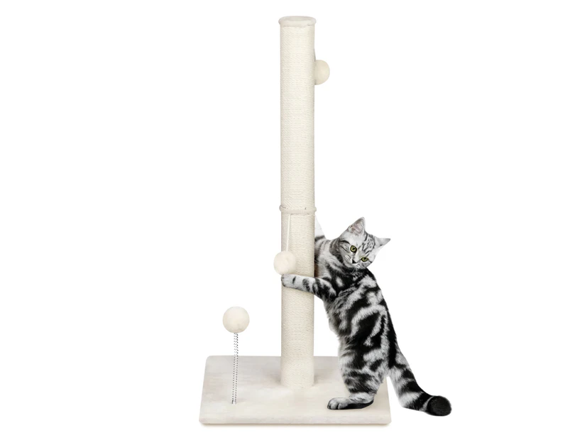 Advwin 83cm Cat Scratching Post, Cat Scratch Tree with Premium Sisal Rope, Two Interactive Dangling Balls and Spring Ball Toys for Indoor Kittens and Cats