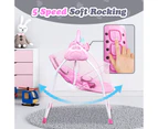 Advwin Baby Electric Rocking Chair Bluetooth Bouncer Seat 5 Speed Swing Chair with Mosquito Net Pink