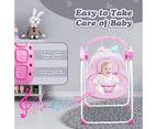 Advwin Baby Electric Rocking Chair Bluetooth Bouncer Seat 5 Speed Swing Chair with Mosquito Net Pink