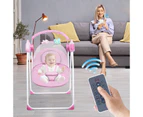 Advwin Baby Electric Rocking Chair Bluetooth Bouncer Seat 5 Speed Swing Chair with Mosquito Net Pink