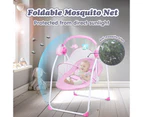 Advwin Baby Electric Rocking Chair Bluetooth Bouncer Seat 5 Speed Swing Chair with Mosquito Net Pink