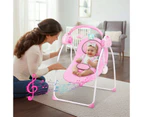 Advwin Baby Electric Rocking Chair Bluetooth Bouncer Seat 5 Speed Swing Chair with Mosquito Net Pink