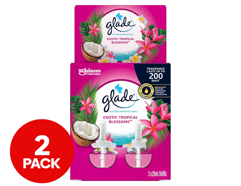 2 x Glade Scented Oil Refill Exotic Tropical Blossoms 20mL