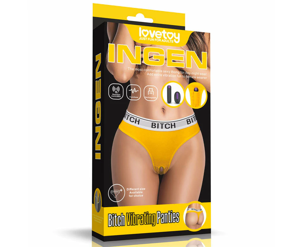 Ingen Bitch Vibrating Panties - Yellow Large Size Rechargeable Vibrating Panties