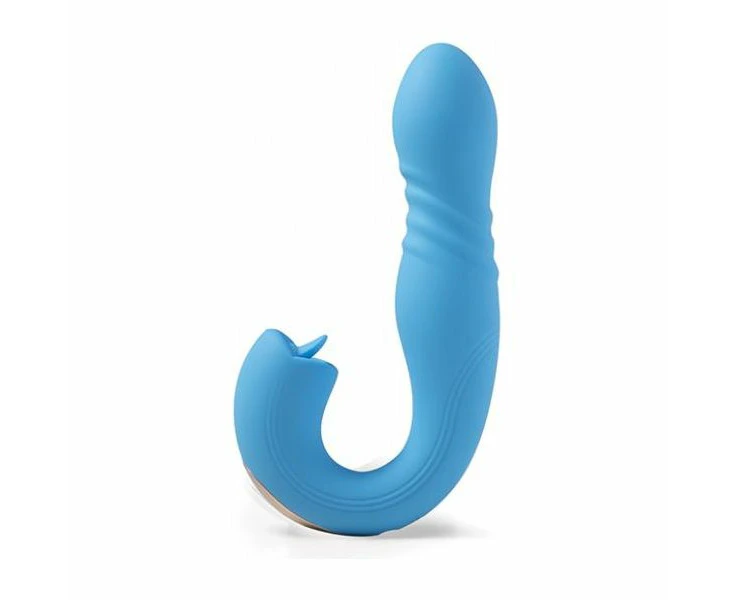 Joi App Controlled Thrusting G Spot Vibrator & Clit Licker Blue  Introducing The Sensapleasure Joi App Controlled Thrusting G Spot Vibrator & Clit Lic