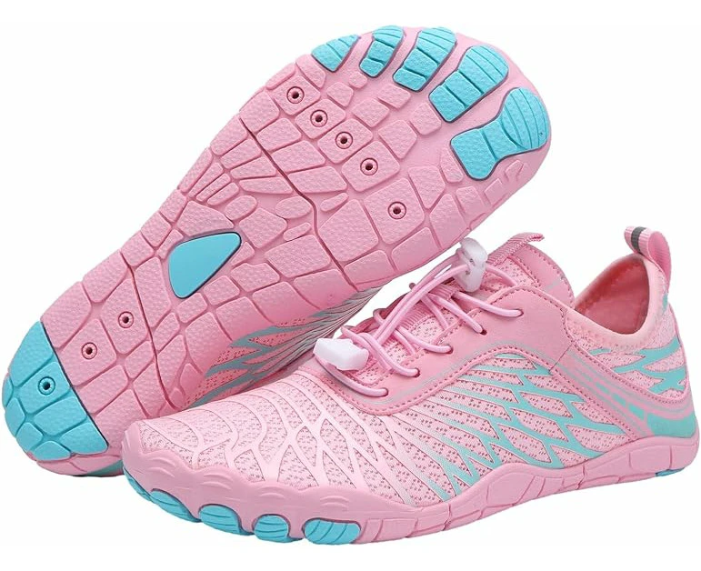 Barefoot Shoes for Women, Quick Dry Non-Slip Aqua Swim Shoes, Breathable Slip-on Beach Wide Toe Water Shoes-Pink