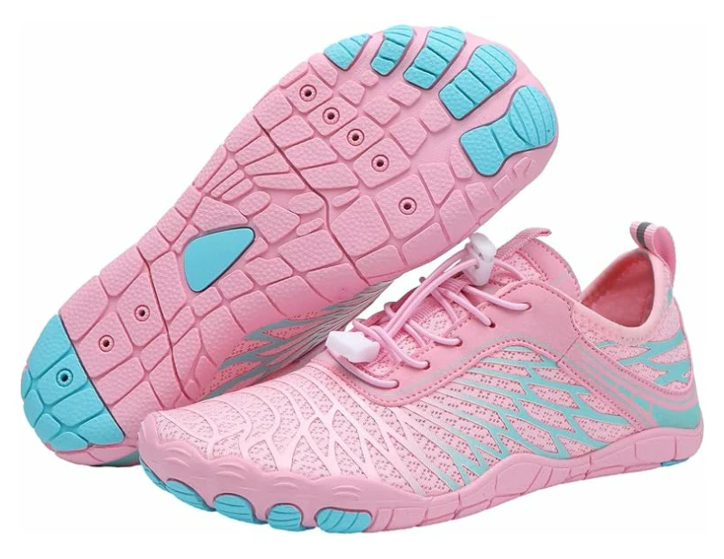 Barefoot Shoes for Women, Quick Dry Non-Slip Aqua Swim Shoes, Breathable Slip-on Beach Wide Toe Water Shoes-Pink