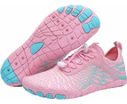 Barefoot Shoes for Women, Quick Dry Non-Slip Aqua Swim Shoes, Breathable Slip-on Beach Wide Toe Water Shoes-Pink