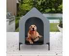 Costway 108*106*75CM Durable Dog Kennel Outdoor Weatherproof Pet House Puppy Crate Grey