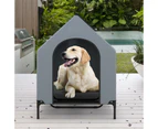 Costway 130*114*85CM Durable Dog Kennel Outdoor Weatherproof Pet House Puppy Crate Grey