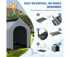 Costway 108*106*75CM Durable Dog Kennel Outdoor Weatherproof Pet House Puppy Crate Grey