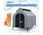 Costway 130*114*85CM Durable Dog Kennel Outdoor Weatherproof Pet House Puppy Crate Grey