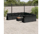 vidaXL 12 Piece Garden Sofa Set with Cushions Black Poly Rattan