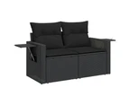 vidaXL 12 Piece Garden Sofa Set with Cushions Black Poly Rattan