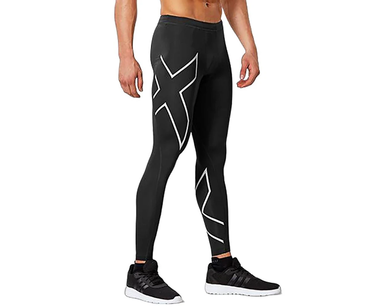 2XU Mens Compression Tights - BLACK/SILVER