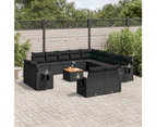 vidaXL 14 Piece Garden Sofa Set with Cushions Black Poly Rattan