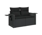 vidaXL 14 Piece Garden Sofa Set with Cushions Black Poly Rattan