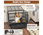 38" Mobile Metal Dog Cage Foldable Dog Kennel w/ 2 Lockable Doors Puppy Crate