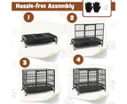 38" Mobile Metal Dog Cage Foldable Dog Kennel w/ 2 Lockable Doors Puppy Crate