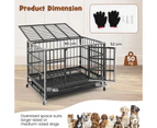 38" Mobile Metal Dog Cage Foldable Dog Kennel w/ 2 Lockable Doors Puppy Crate