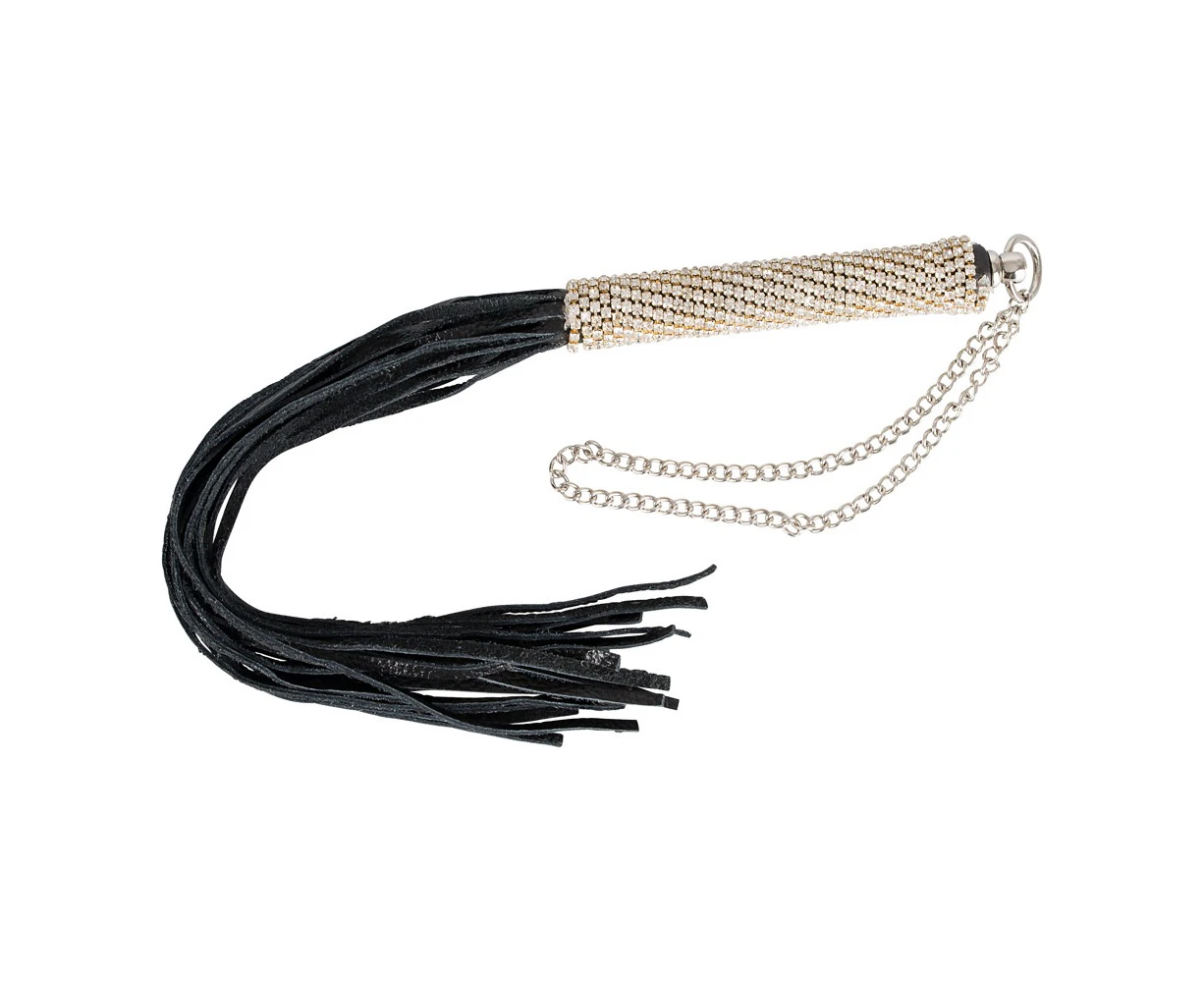 Elegant Pleasures Mini Whip Rhinestone Embellished Bdsm Whip For Sensual Stimulation