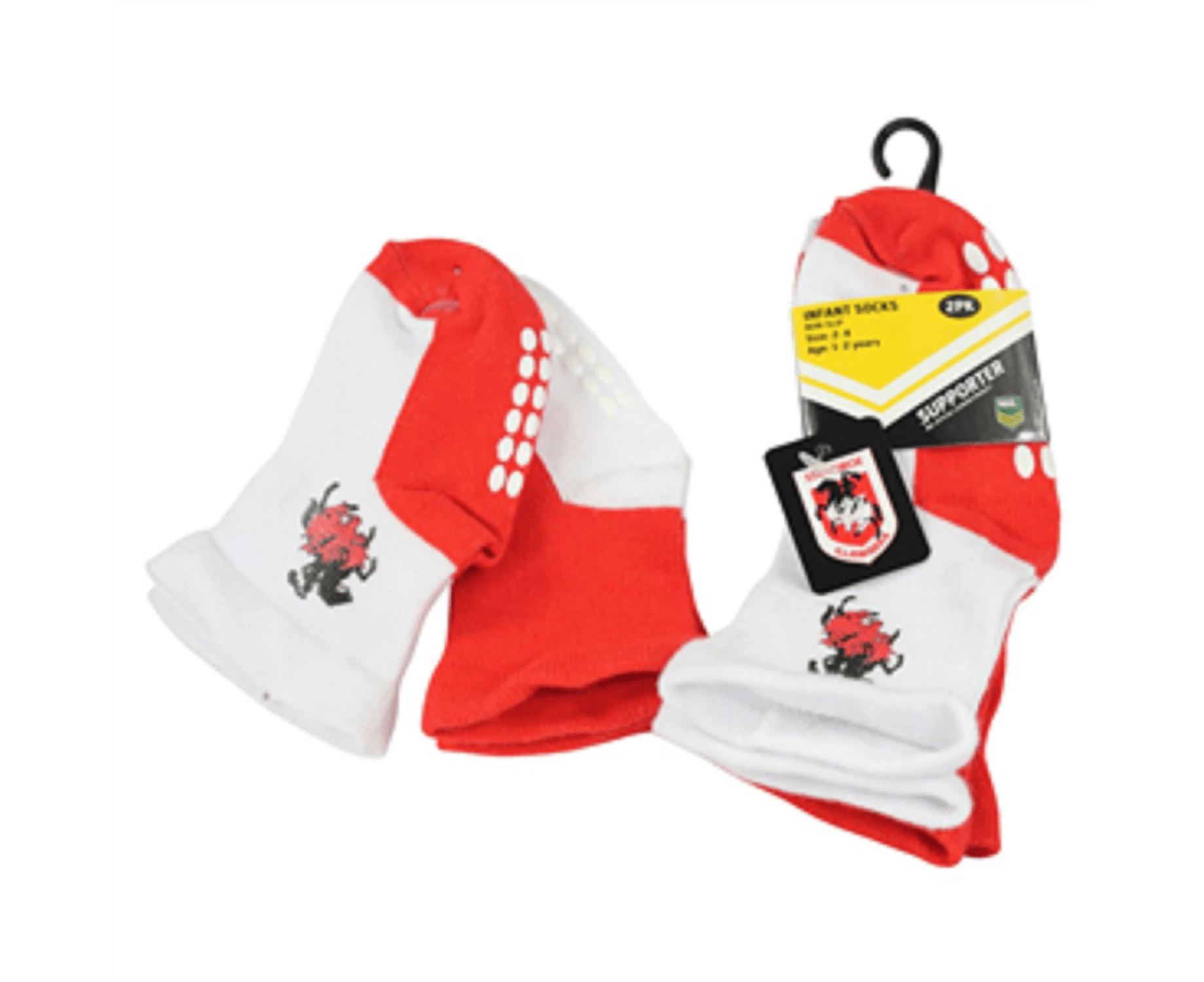 NRL Infant Socks - St George Illawarra Dragons - Set Of Two - Non Slip - Sock