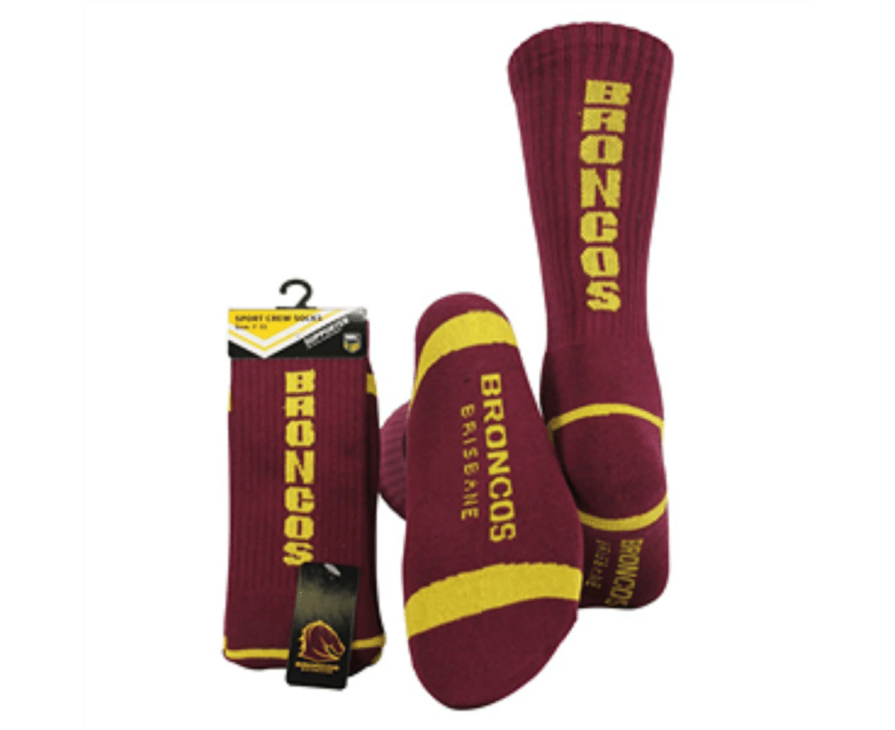 NRL Mens Crew Socks - Brisbane Broncos - One Set - Sock -