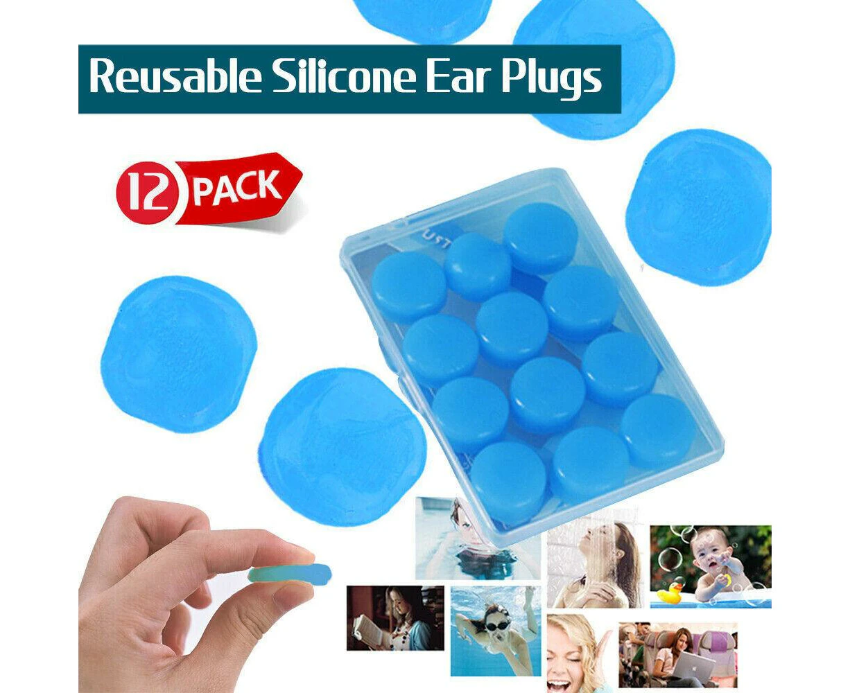 12Pcs Soft Silicone Ear Plugs Comfortable Adjustable Sleep Anti Snore Moldable