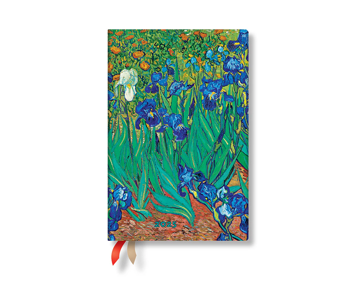 2025 Diary Paperblanks Van Gogh's Irises H/cover Mini Week to View Horiz.