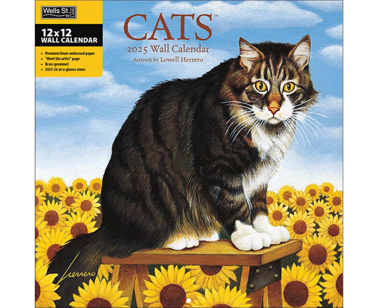 2025 Calendar Cats Square Wall Wells St. by Lang L32120