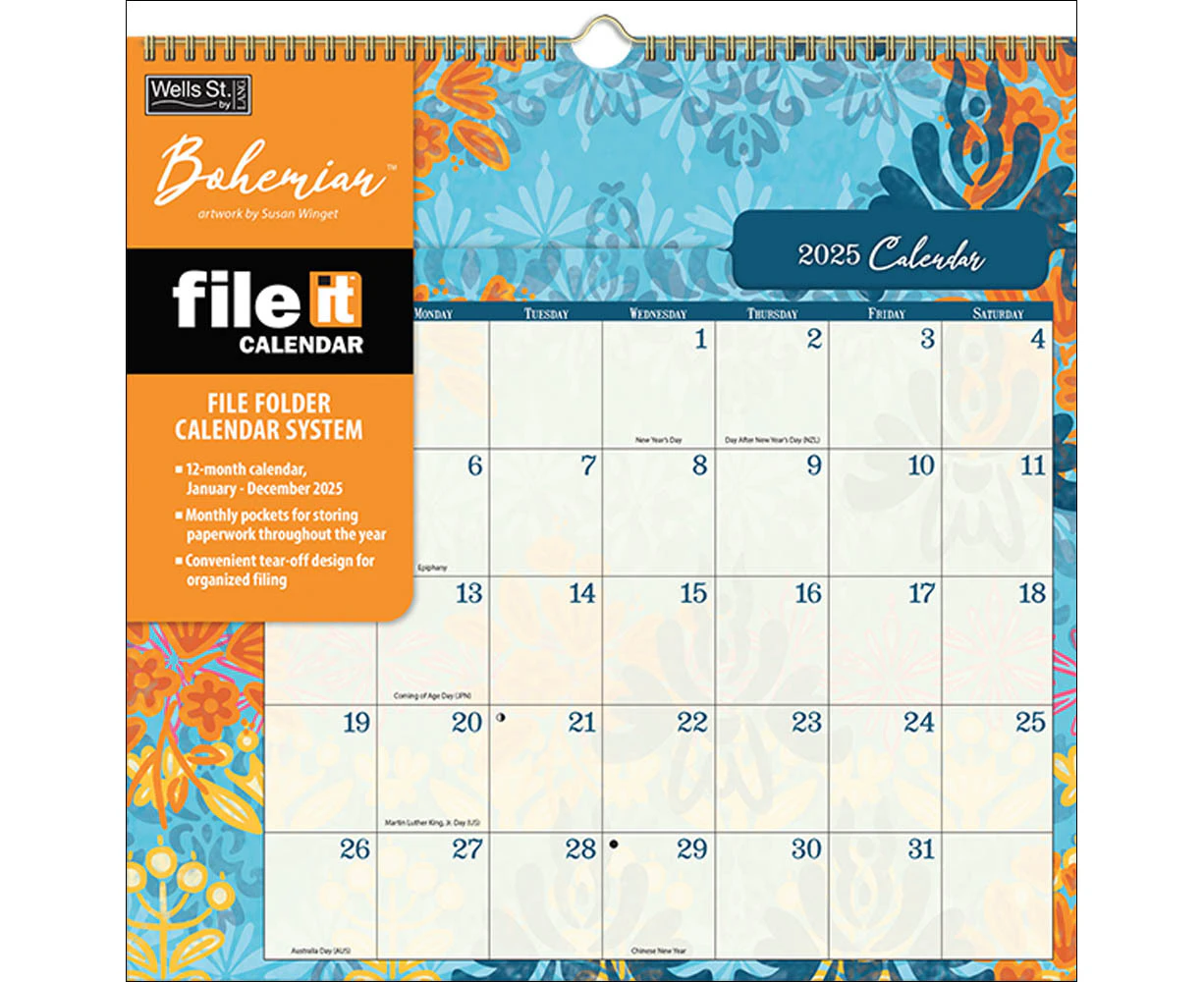 2025 Calendar File-It Bohemian Square Wall Wells St. by Lang L33806