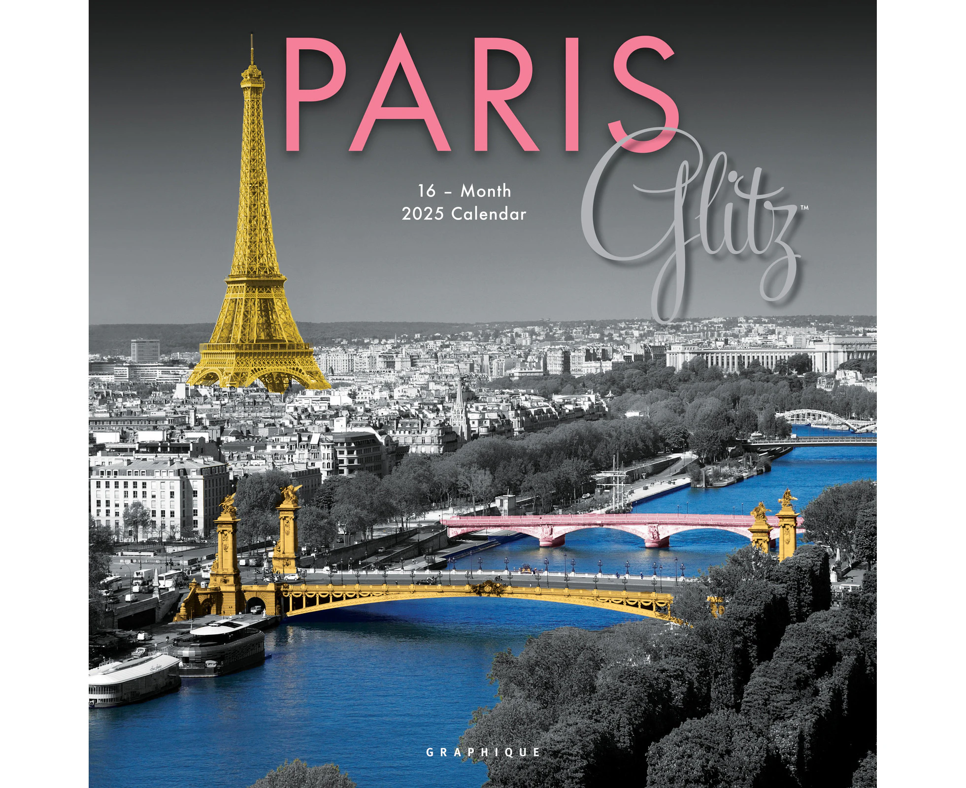 2025 Calendar Paris Glitz 16-Month Square Wall Graphique GF36631