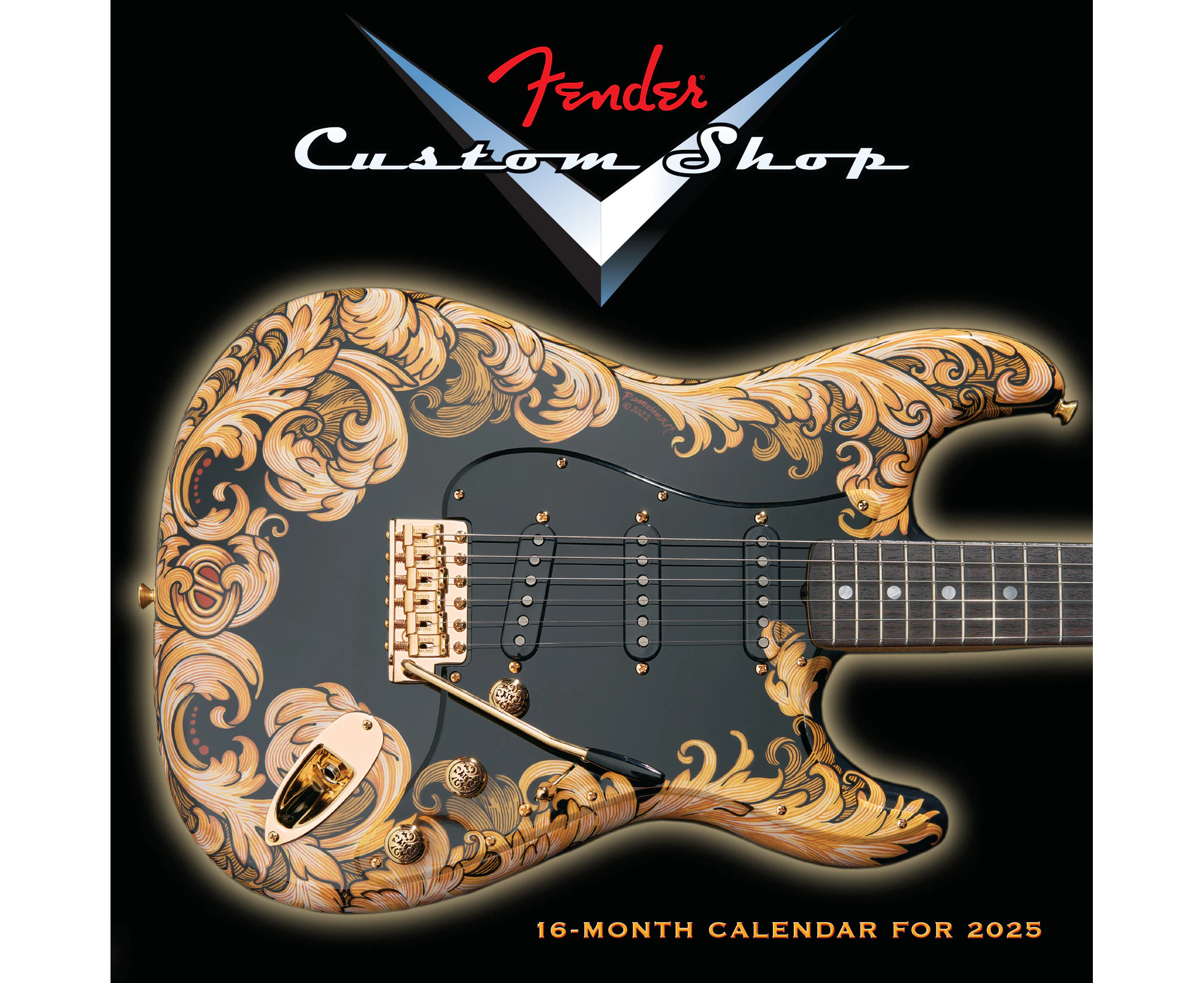 2025 Calendar Fender Custom Shop Guitars 16-Month Square Wall Sellers Publishing S39823