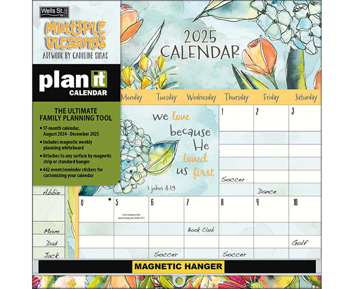 2025 Calendar Plan-It Multiple Blessings Square Wall Wells St. by Lang L32953